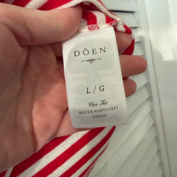 NWT DÔEN Vivi Tee in Rouge Nantucket Stripe, size L - Picture 6 of 8